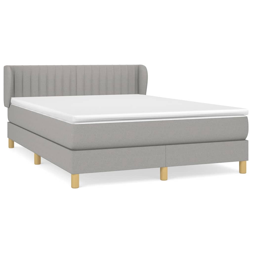 Sommier à lattes de lit avec matelas Gris clair 140x190cm Tissu - XIOS