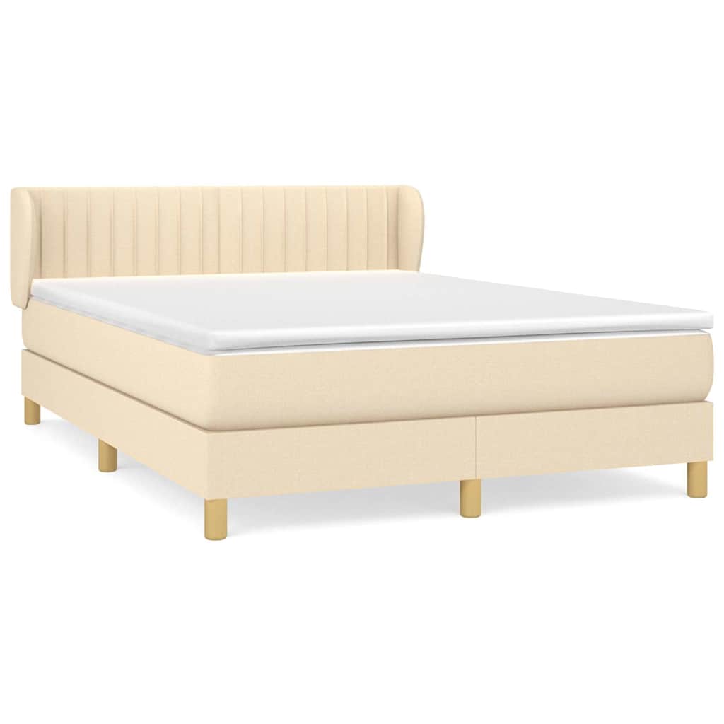 Sommier à lattes de lit avec matelas Crème 140x190 cm Tissu