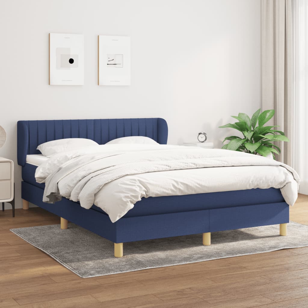 Sommier à lattes de lit avec matelas Bleu 140x200 cm Tissu - XIOS