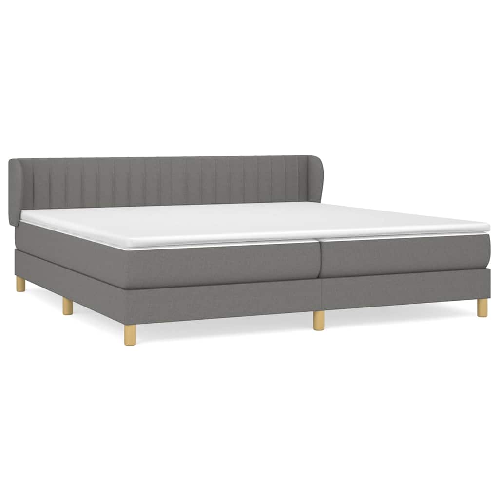 Sommier à lattes de lit avec matelas Gris foncé 200x200cm Tissu