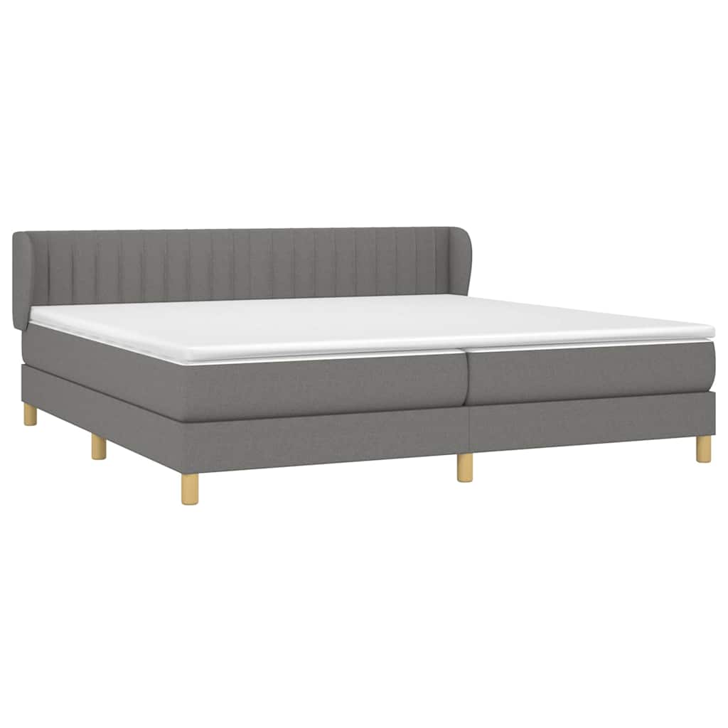 Sommier à lattes de lit avec matelas Gris foncé 200x200cm Tissu