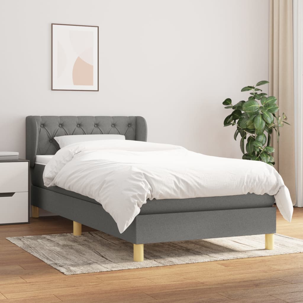 Sommier à lattes de lit avec matelas Gris foncé 80x200 cm Tissu - XIOS