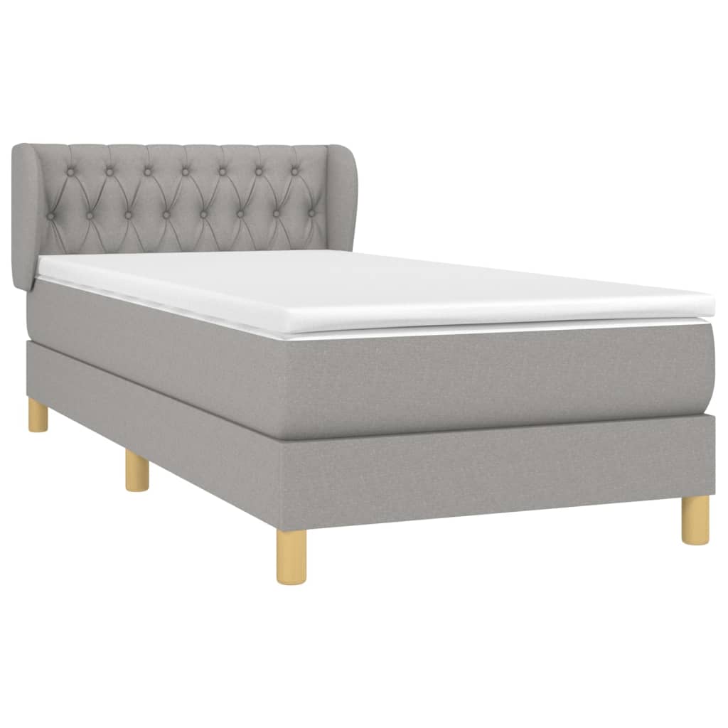 Sommier à lattes de lit et matelas Gris clair 90x190 cm Tissu - XIOS