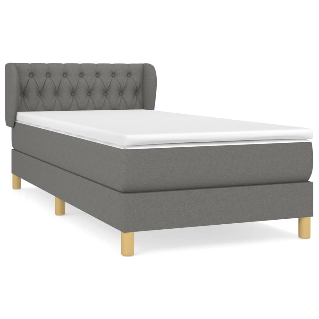 Sommier à lattes de lit et matelas Gris foncé 90x190 cm Tissu - XIOS
