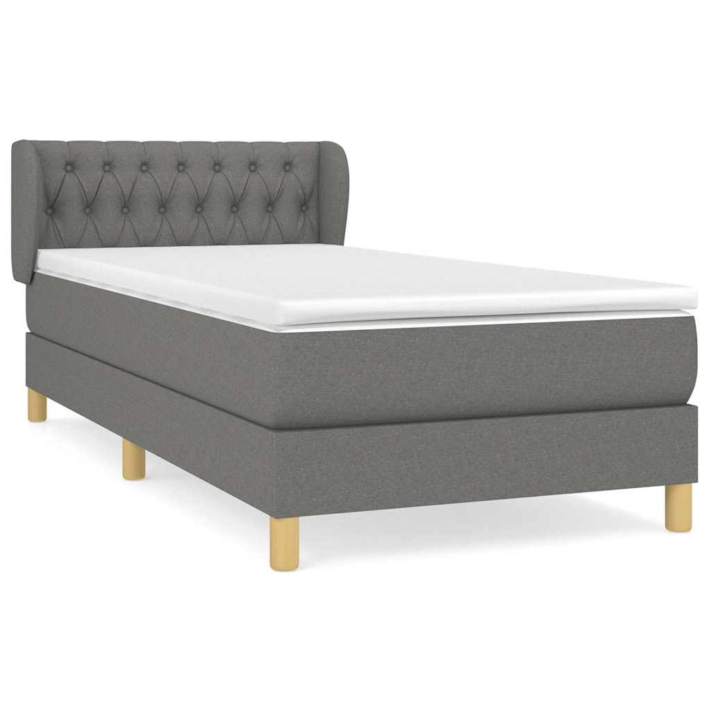Sommier à lattes de lit avec matelas Gris foncé 90x200 cm Tissu