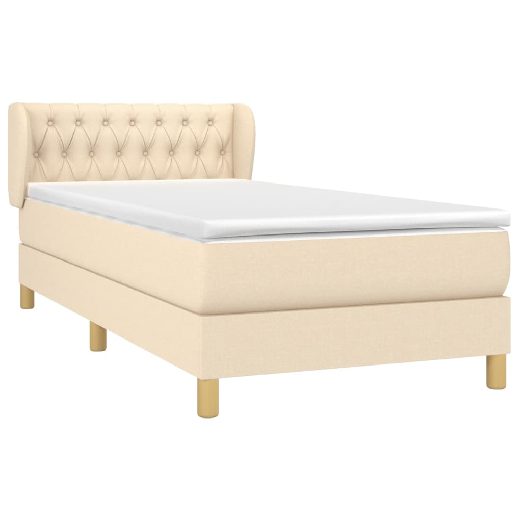 Sommier à lattes de lit avec matelas Crème 90x200 cm Tissu - XIOS