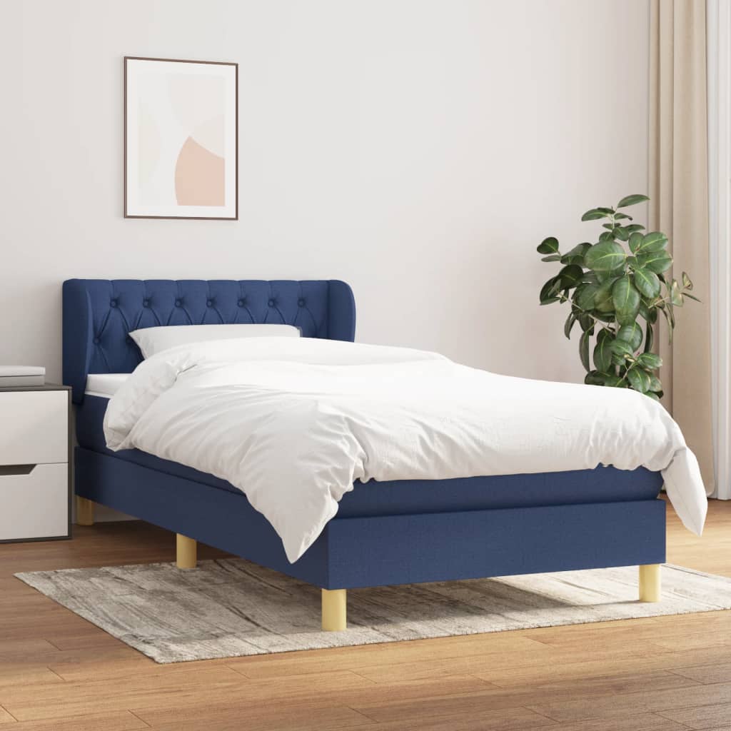 Sommier à lattes de lit avec matelas Bleu 90x200 cm Tissu - XIOS