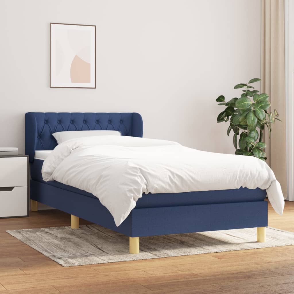 Sommier à lattes de lit avec matelas Bleu 100x200 cm Tissu - XIOS