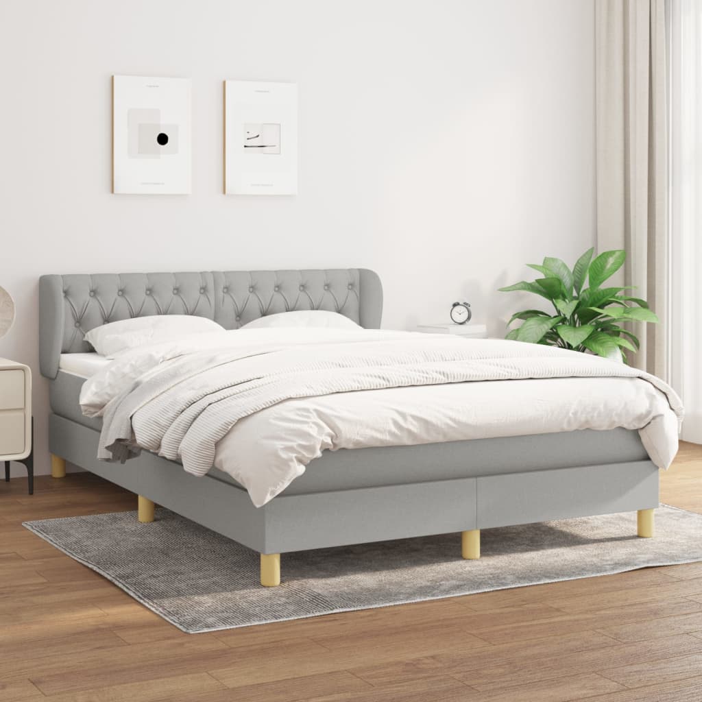 Sommier à lattes de lit avec matelas Gris clair 140x190cm Tissu - XIOS