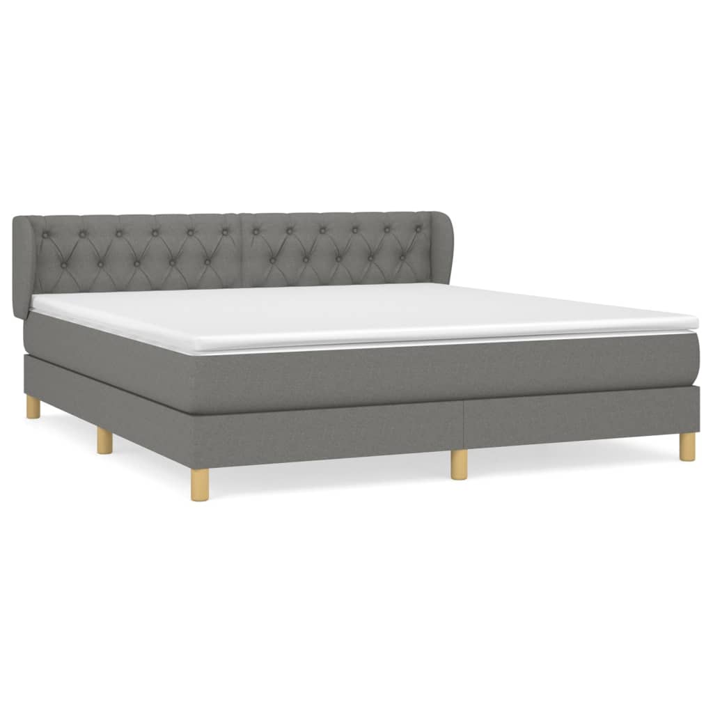 Sommier à lattes de lit avec matelas Gris foncé 160x200cm Tissu - XIOS