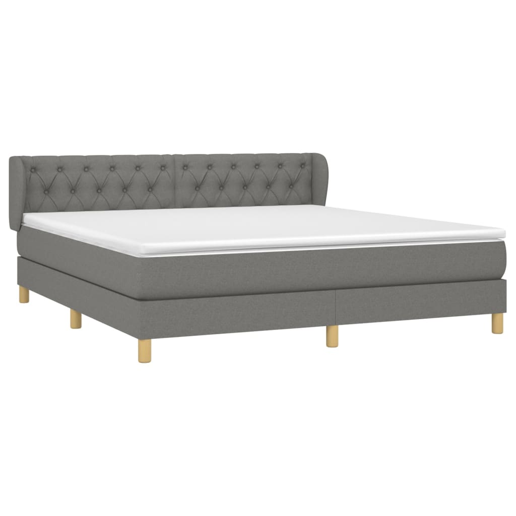 Sommier à lattes de lit avec matelas Gris foncé 160x200cm Tissu - XIOS