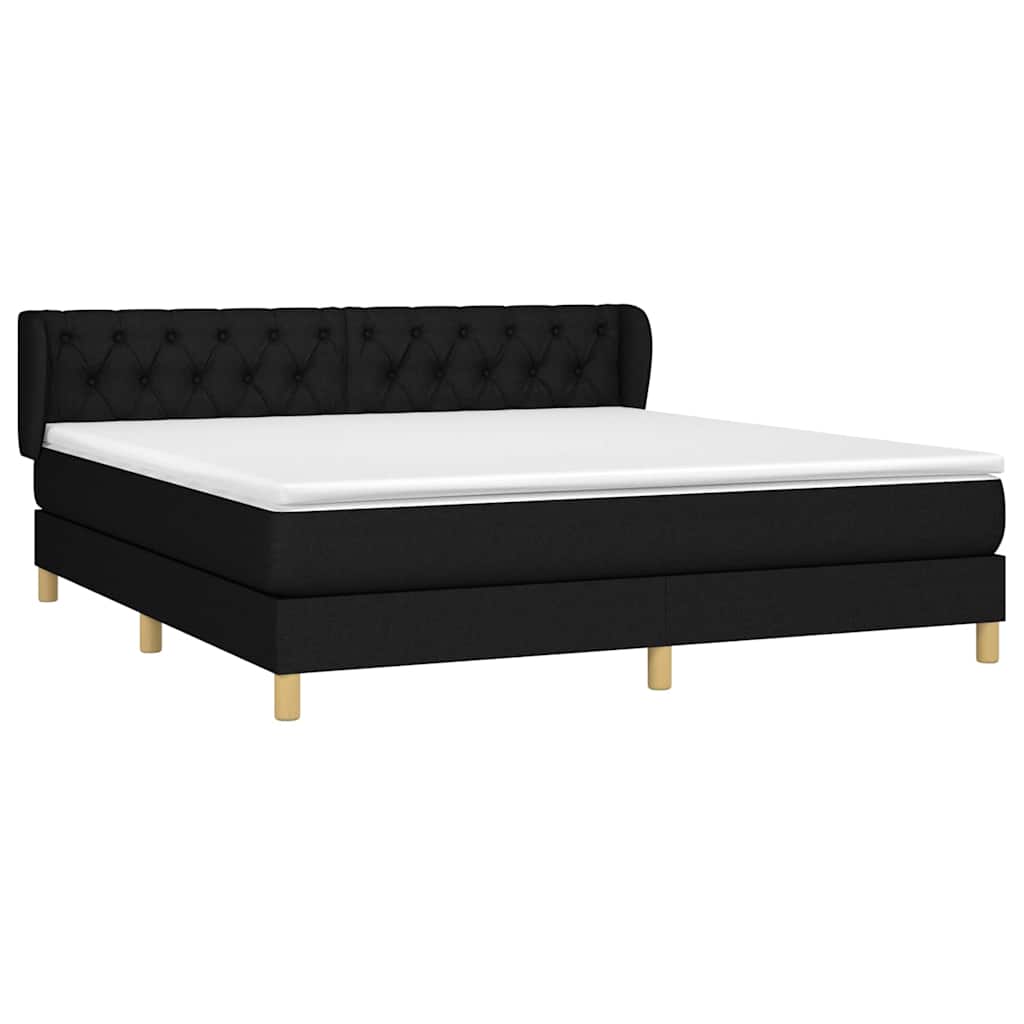 Sommier à lattes de lit avec matelas Noir 160x200 cm Tissu