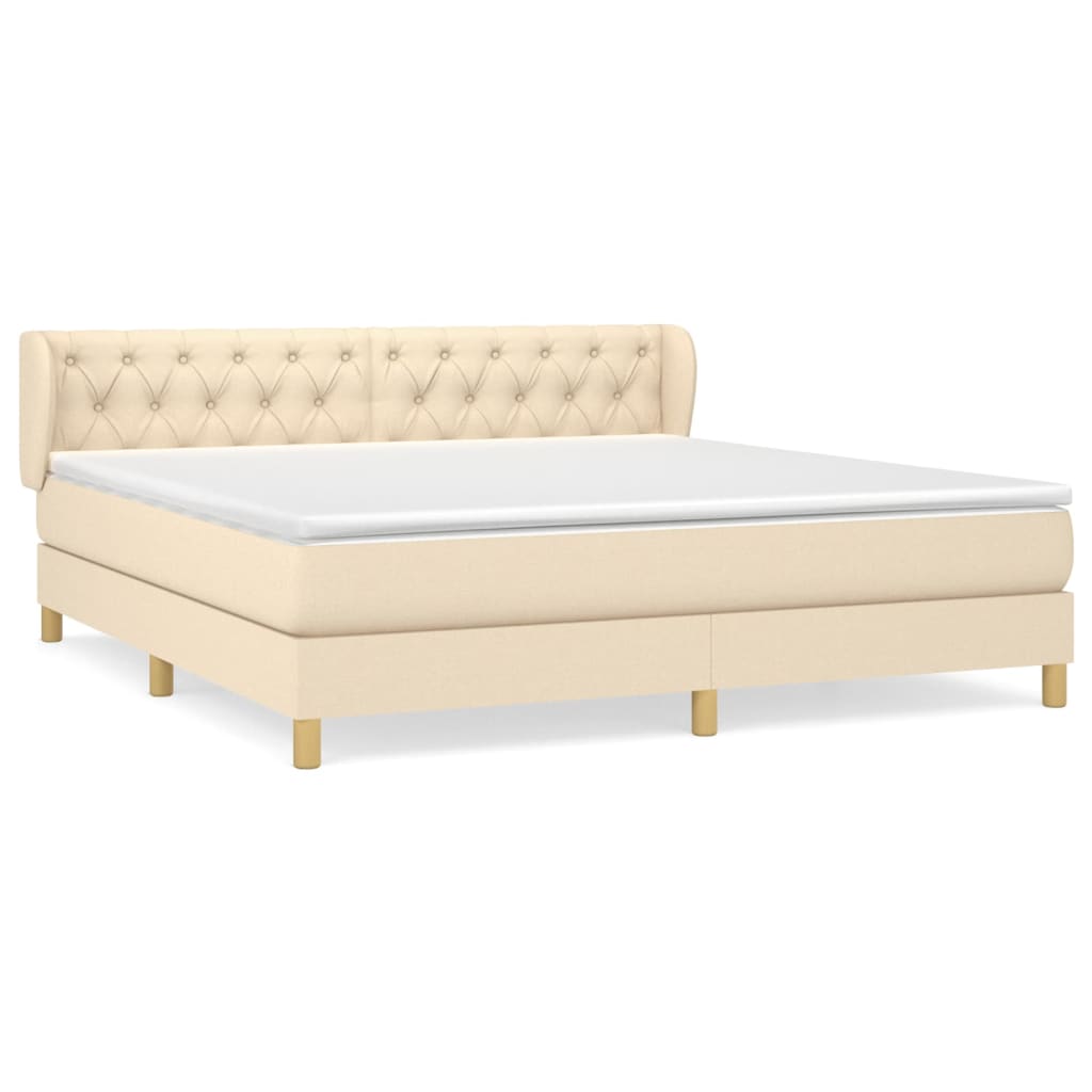 Sommier à lattes de lit avec matelas Crème 160x200 cm Tissu - XIOS