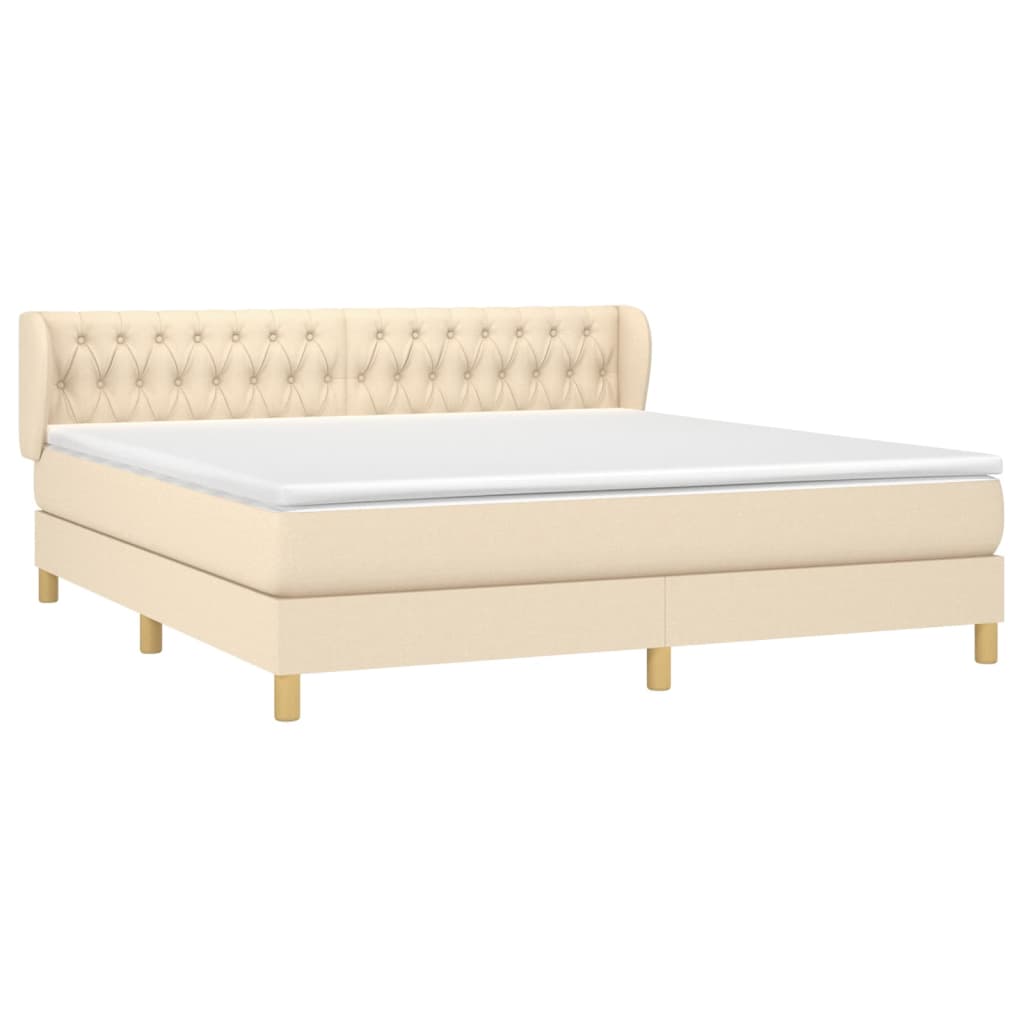 Sommier à lattes de lit avec matelas Crème 180x200 cm Tissu - XIOS