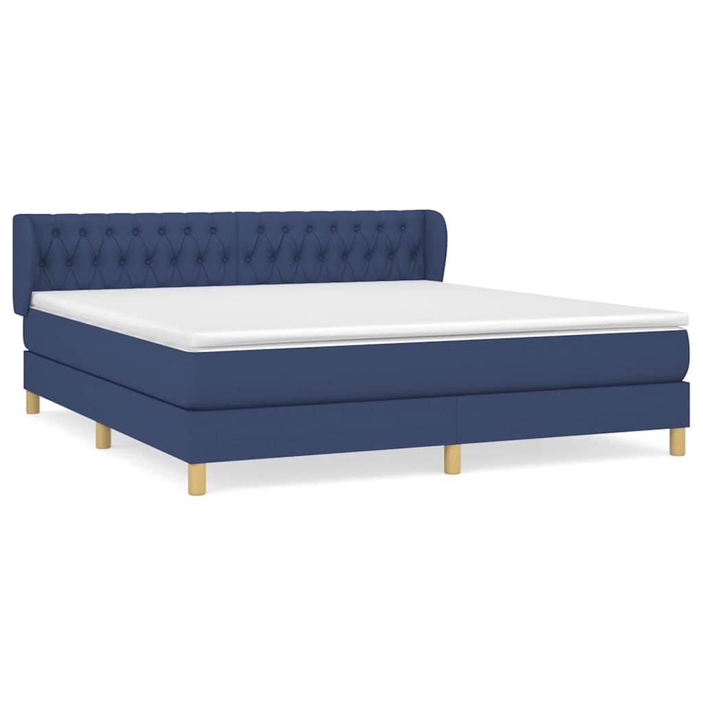 Sommier à lattes de lit avec matelas Bleu 180x200 cm Tissu