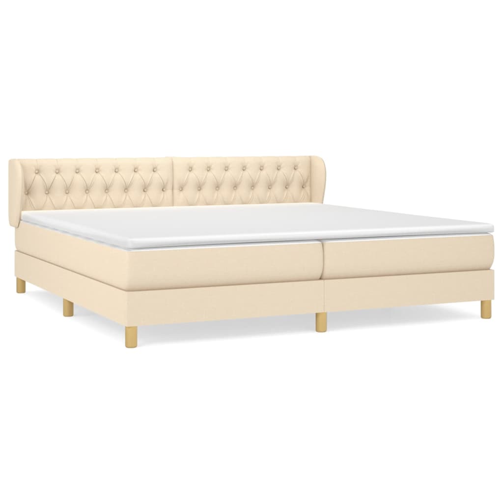 Sommier à lattes de lit avec matelas Crème 200x200 cm Tissu - XIOS