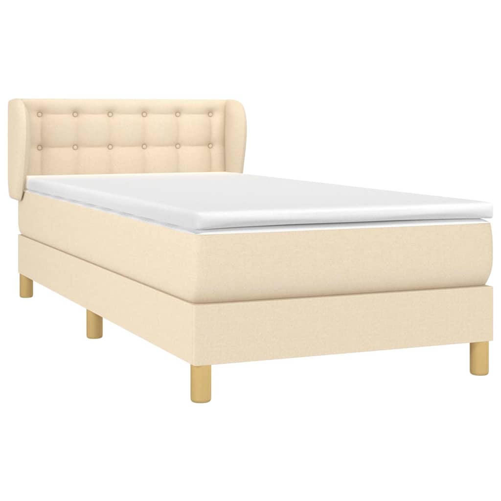 Sommier à lattes de lit avec matelas Crème 80x200 cm Tissu