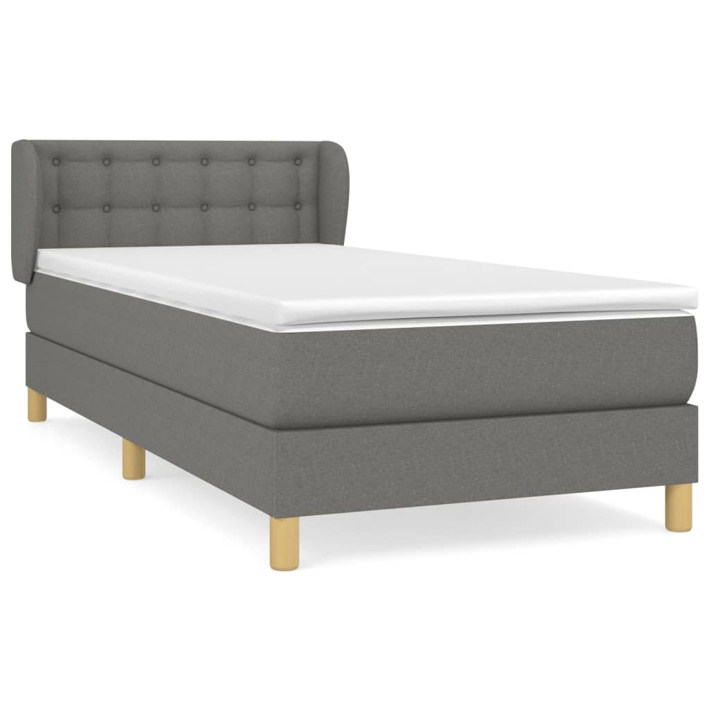 Sommier à lattes de lit et matelas Gris foncé 90x190 cm Tissu - XIOS