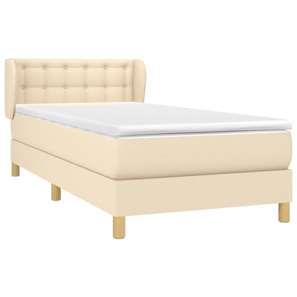 Sommier à lattes de lit avec matelas Crème 90x200 cm Tissu - XIOS