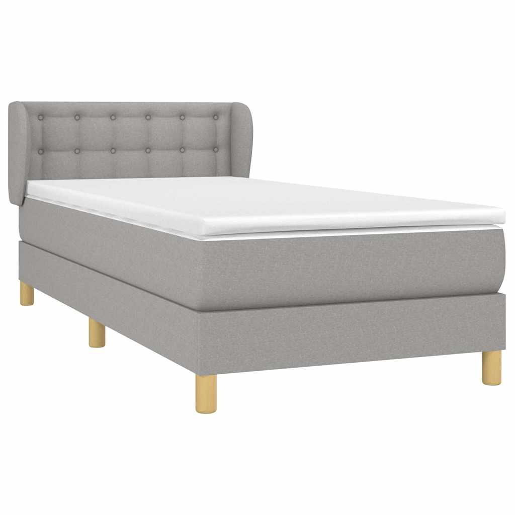 Sommier à lattes de lit avec matelas Gris clair 100x200cm Tissu