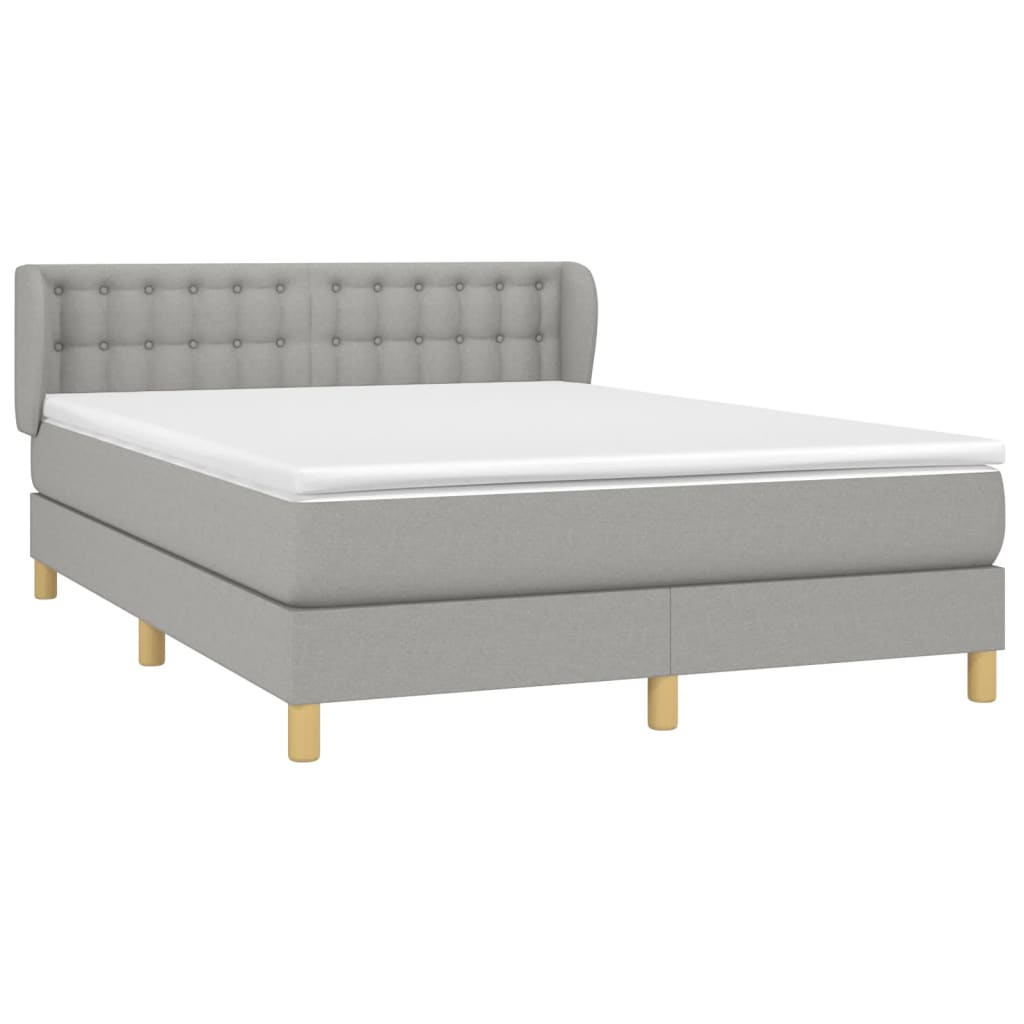 Sommier à lattes de lit avec matelas Gris clair 140x190cm Tissu - XIOS