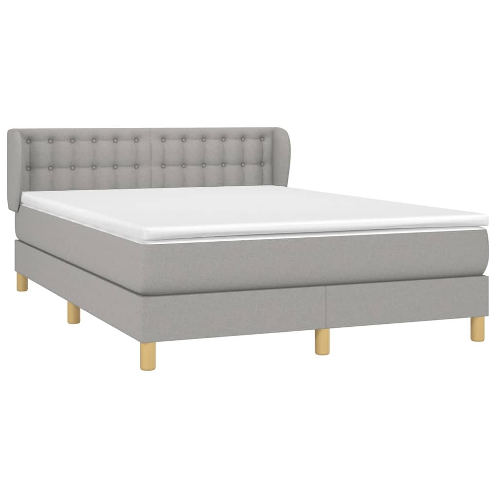 Sommier à lattes de lit avec matelas Gris clair 140x200cm Tissu - XIOS