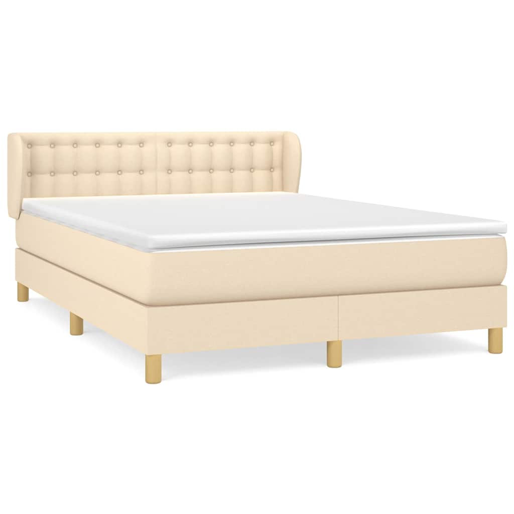 Sommier à lattes de lit avec matelas Crème 140x200 cm Tissu