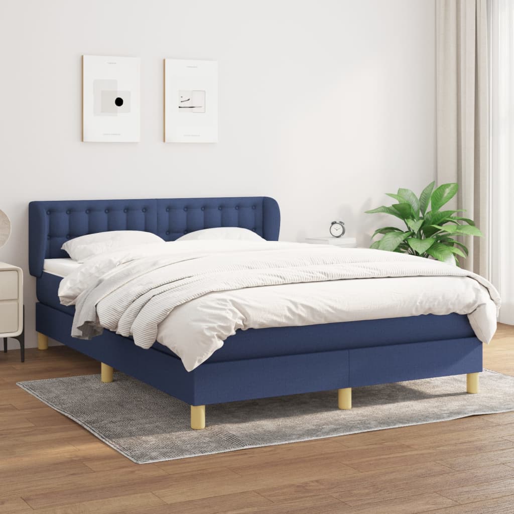 Sommier à lattes de lit avec matelas Bleu 140x200 cm Tissu - XIOS