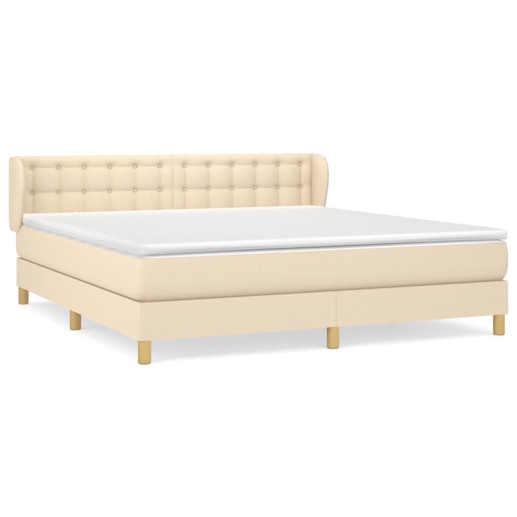 Sommier à lattes de lit avec matelas Crème 160x200 cm Tissu - XIOS