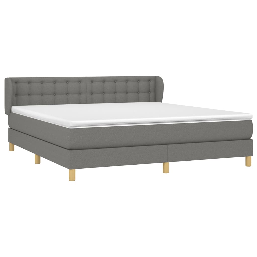 Sommier à lattes de lit avec matelas Gris foncé 180x200cm Tissu - XIOS