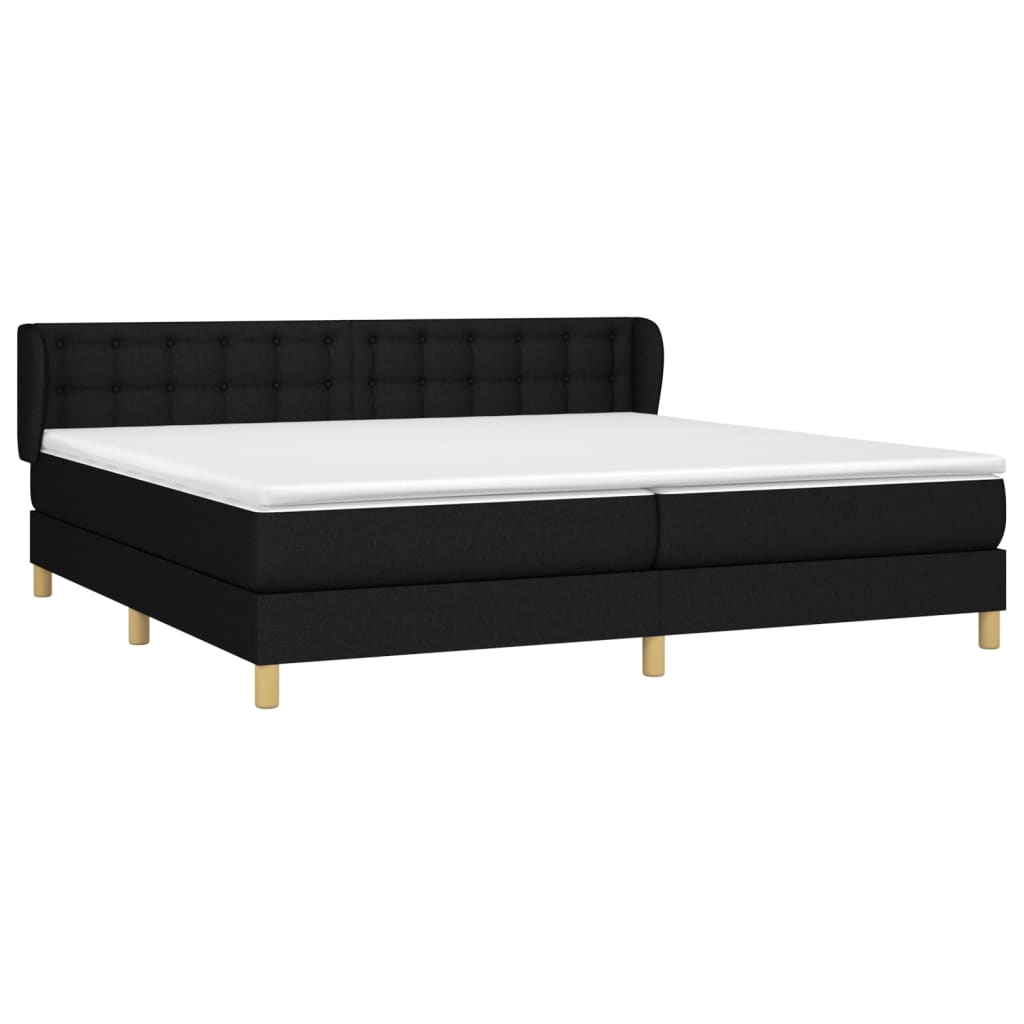 Sommier à lattes de lit avec matelas Noir 200x200 cm Tissu - XIOS