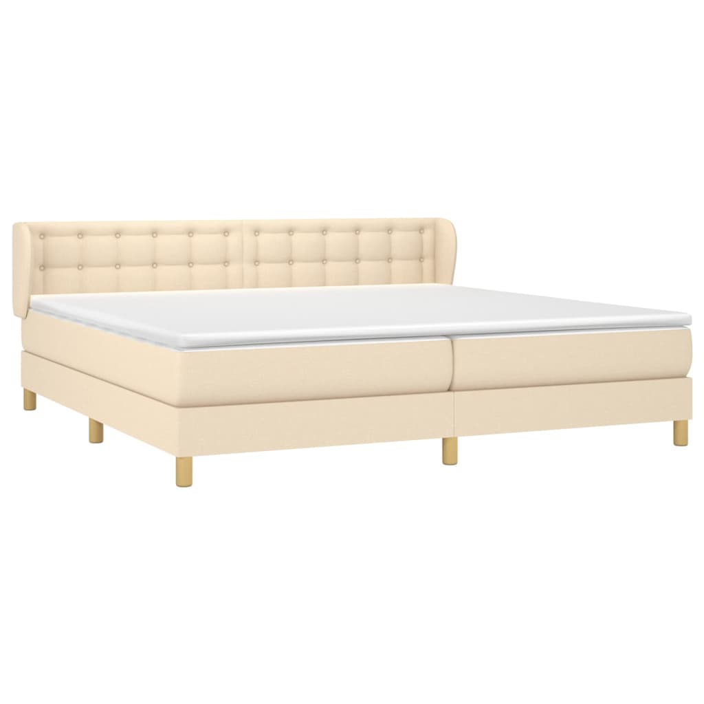 Sommier à lattes de lit avec matelas Crème 200x200 cm Tissu - XIOS