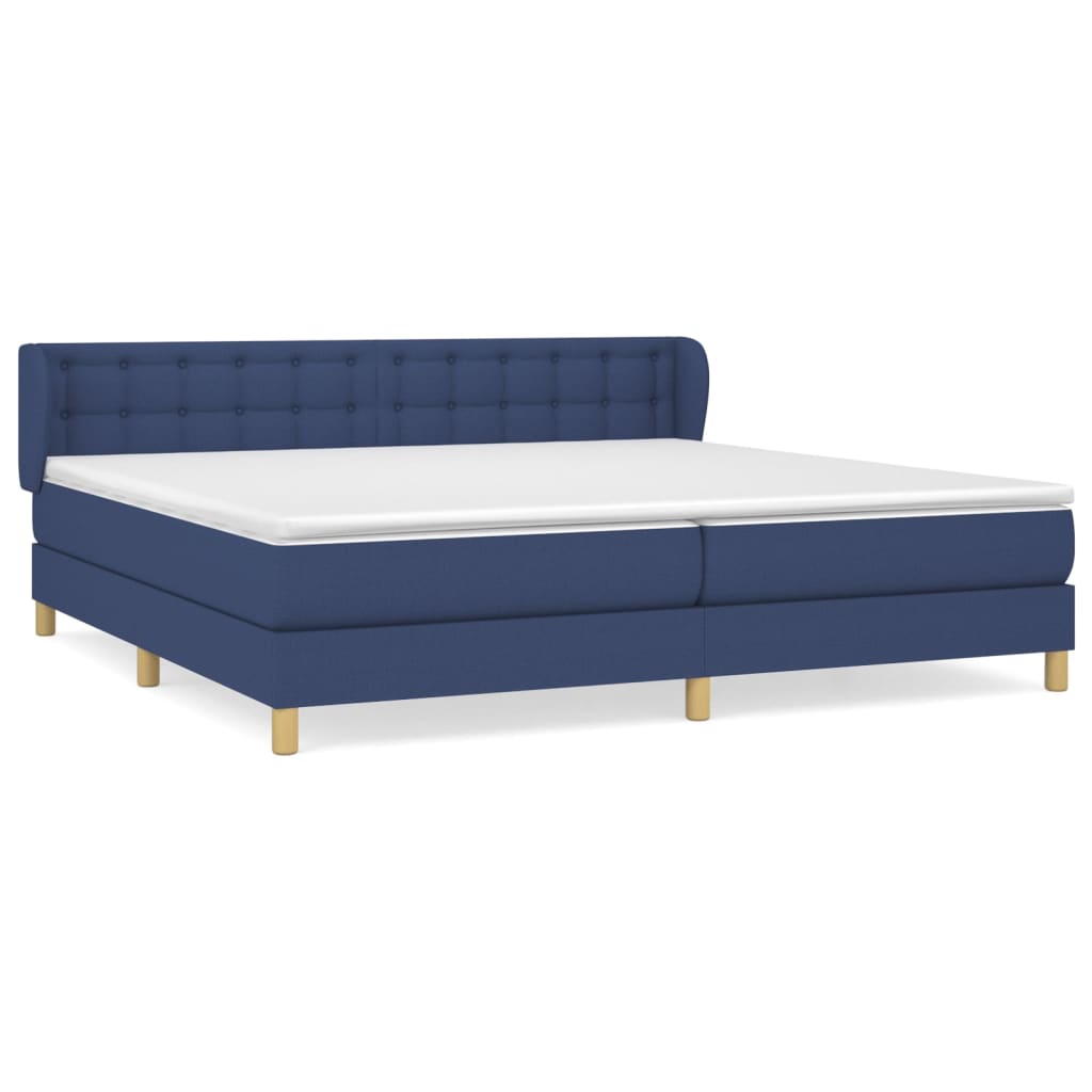 Sommier à lattes de lit avec matelas Bleu 200x200 cm Tissu - XIOS