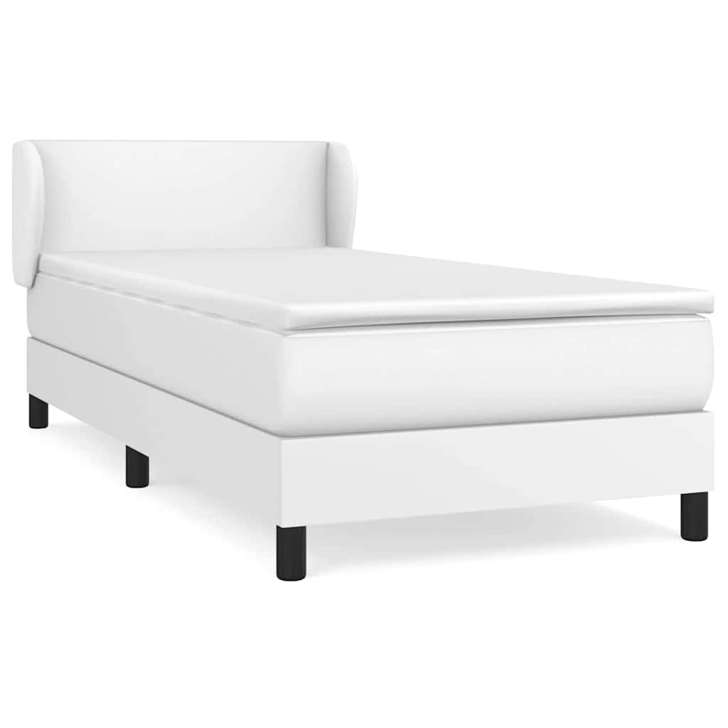 Sommier à lattes de lit avec matelas Blanc 80x200 cm Similicuir