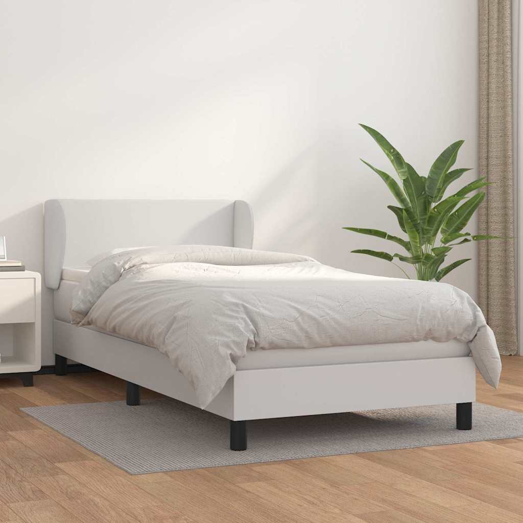 Sommier à lattes de lit avec matelas Blanc 80x200 cm Similicuir