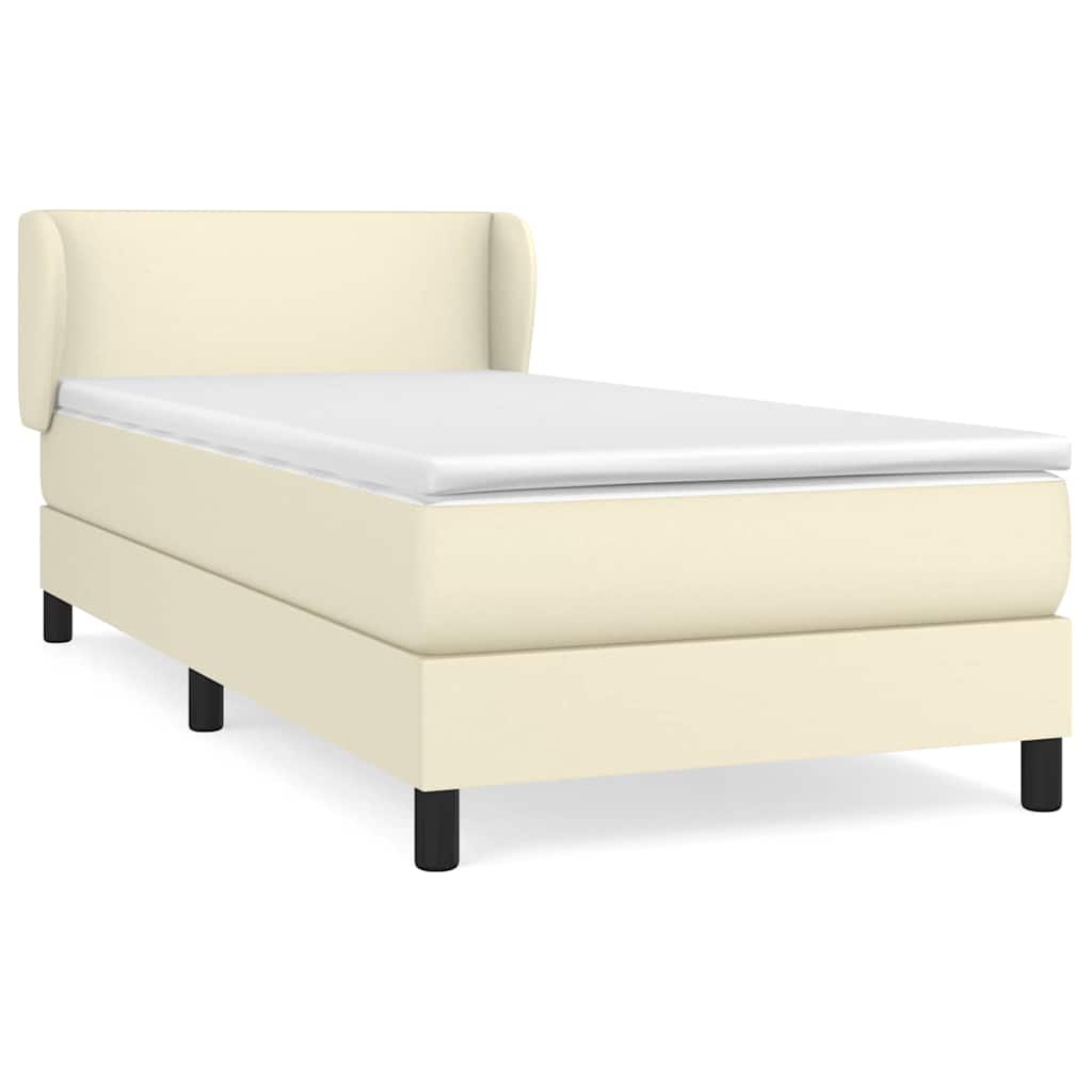 Sommier à lattes de lit avec matelas Crème 80x200 cm Similicuir