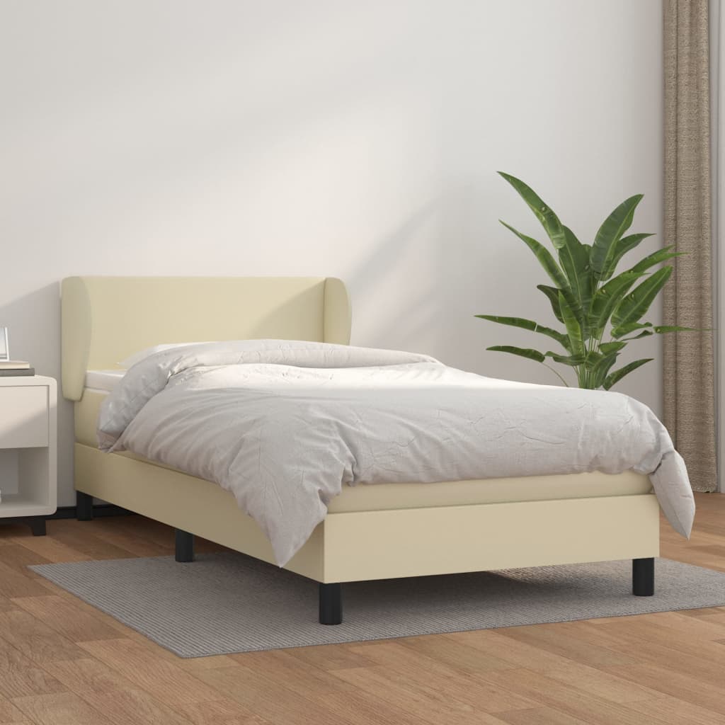 Sommier à lattes de lit avec matelas Crème 80x200 cm Similicuir - XIOS
