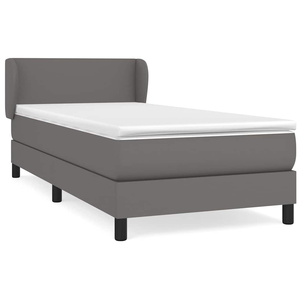 Sommier à lattes de lit avec matelas Gris 90x190 cm Similicuir