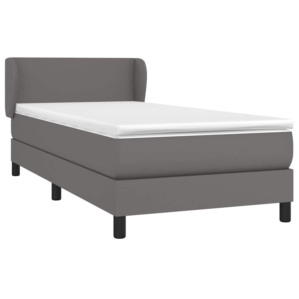 Sommier à lattes de lit avec matelas Gris 90x190 cm Similicuir