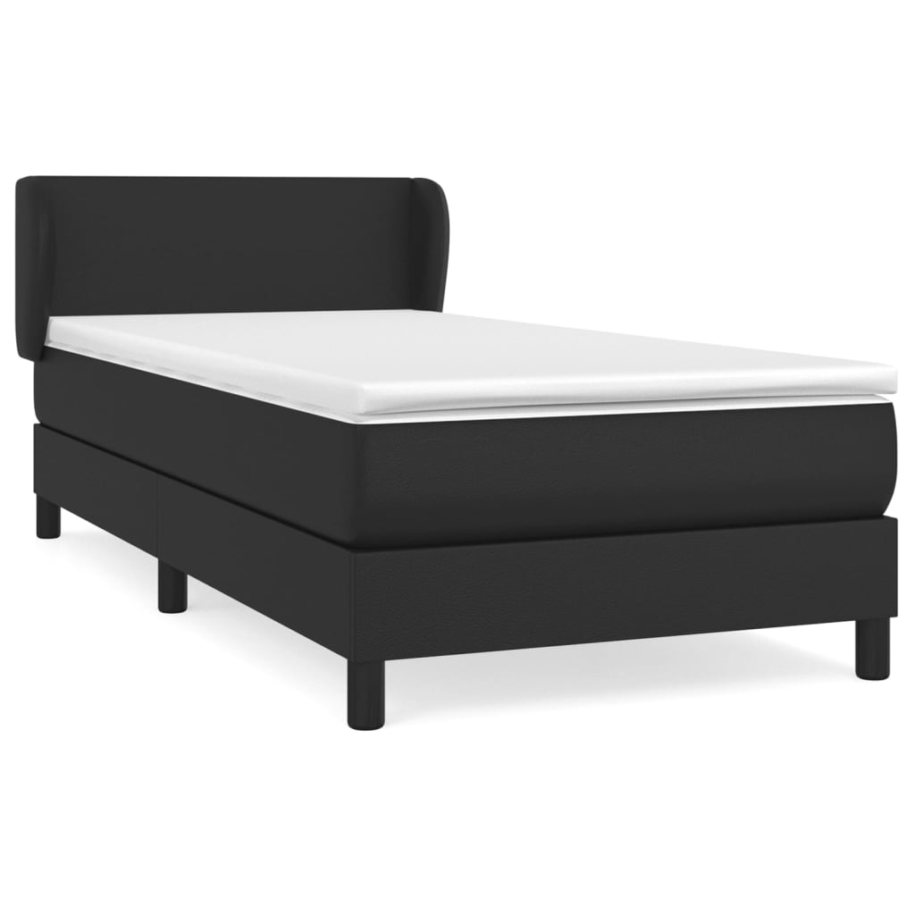 Sommier à lattes de lit avec matelas Noir 90x200 cm Similicuir - XIOS