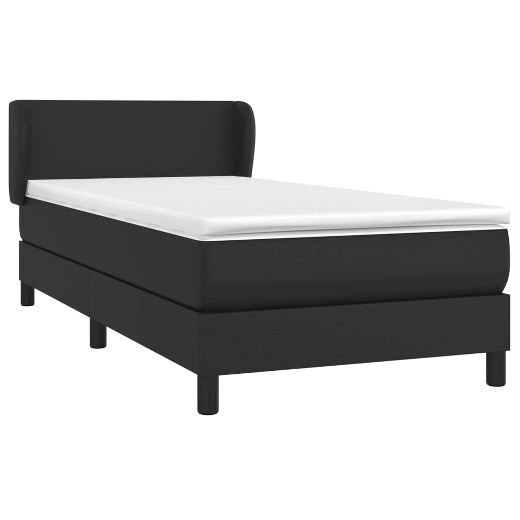 Sommier à lattes de lit avec matelas Noir 90x200 cm Similicuir - XIOS