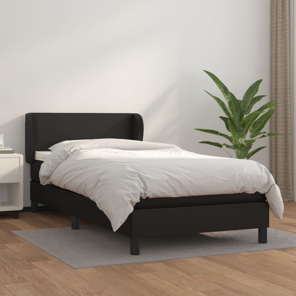 Sommier à lattes de lit avec matelas Noir 90x200 cm Similicuir - XIOS