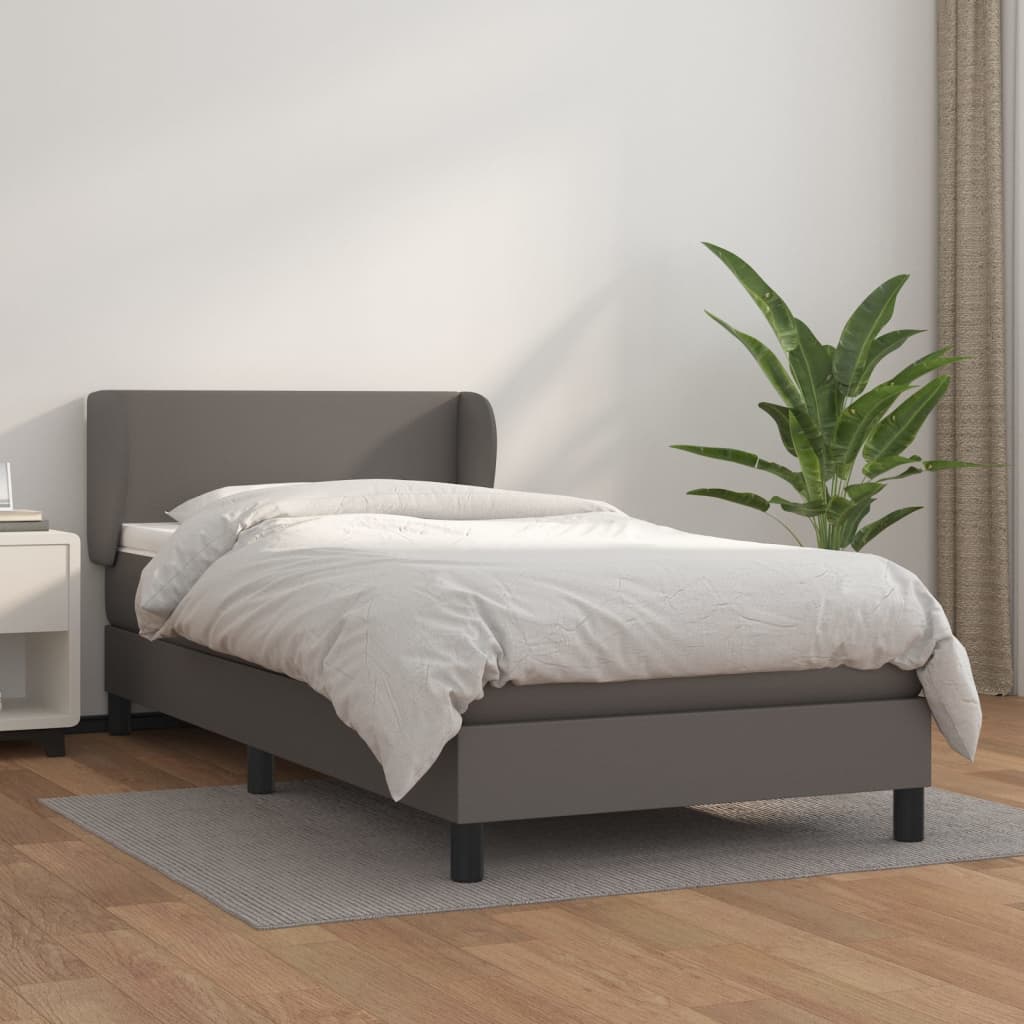 Sommier à lattes de lit avec matelas Gris 90x200 cm Similicuir - XIOS
