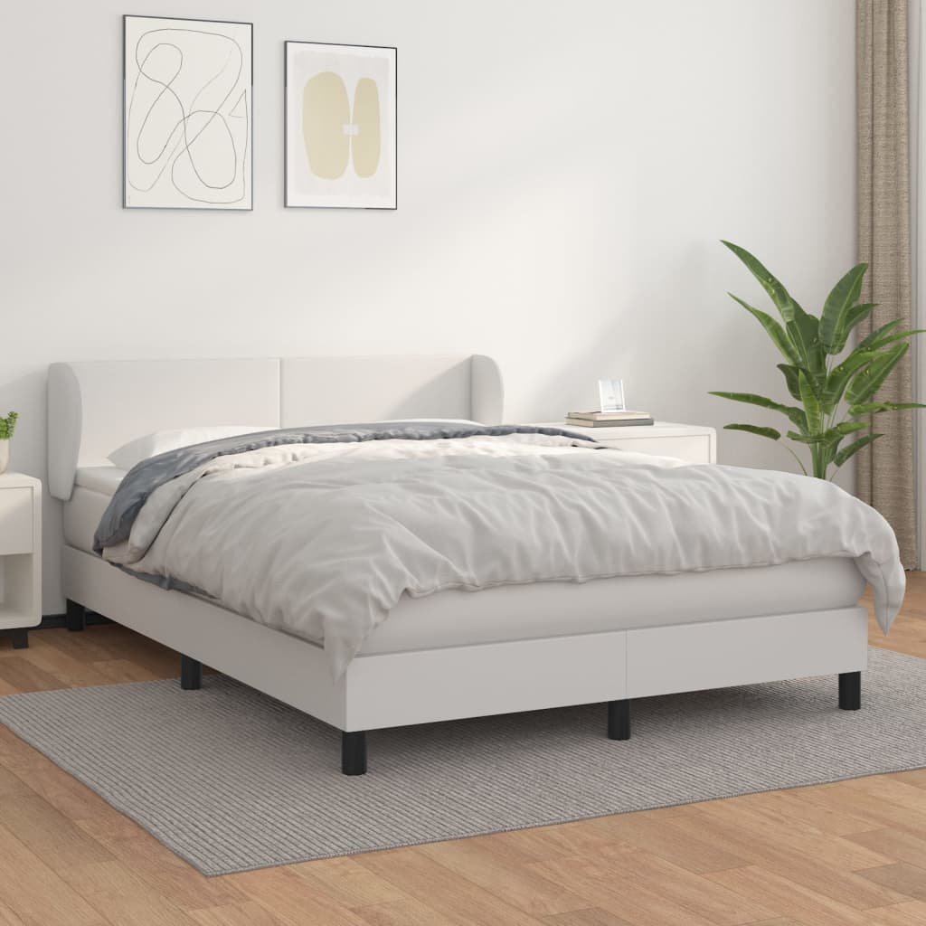 Sommier à lattes de lit avec matelas Blanc 140x190cm Similicuir - XIOS