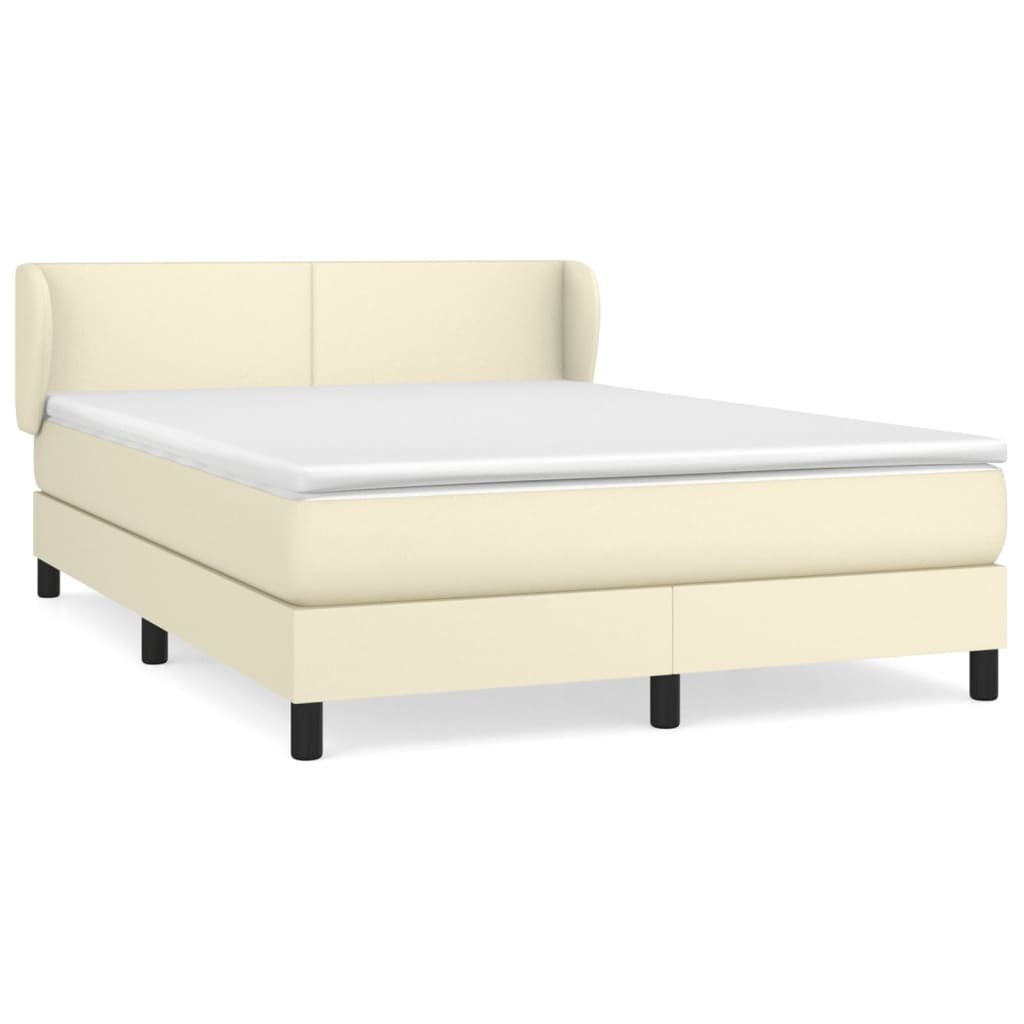 Sommier à lattes de lit avec matelas Crème 140x190cm Similicuir - XIOS