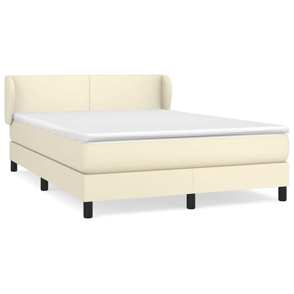 Sommier à lattes de lit avec matelas Crème 140x190cm Similicuir