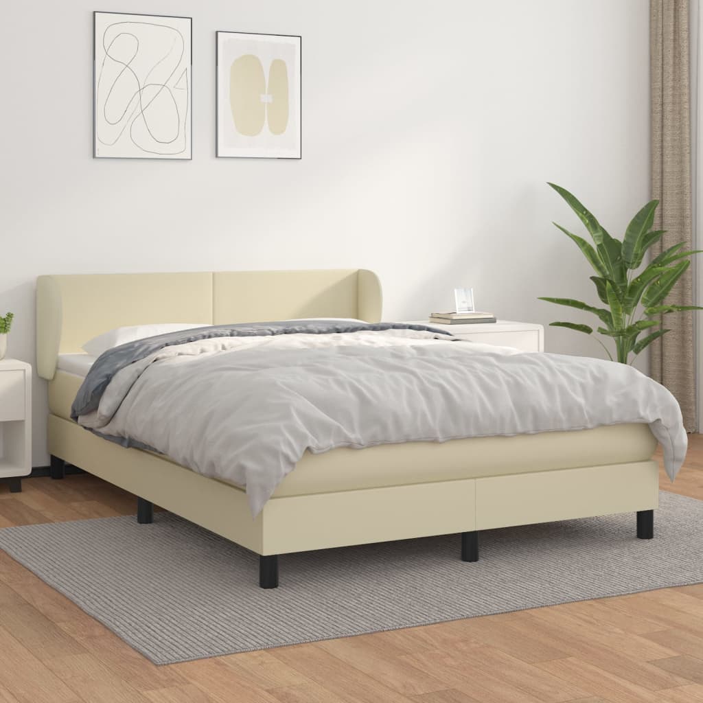 Sommier à lattes de lit avec matelas Crème 140x190cm Similicuir - XIOS