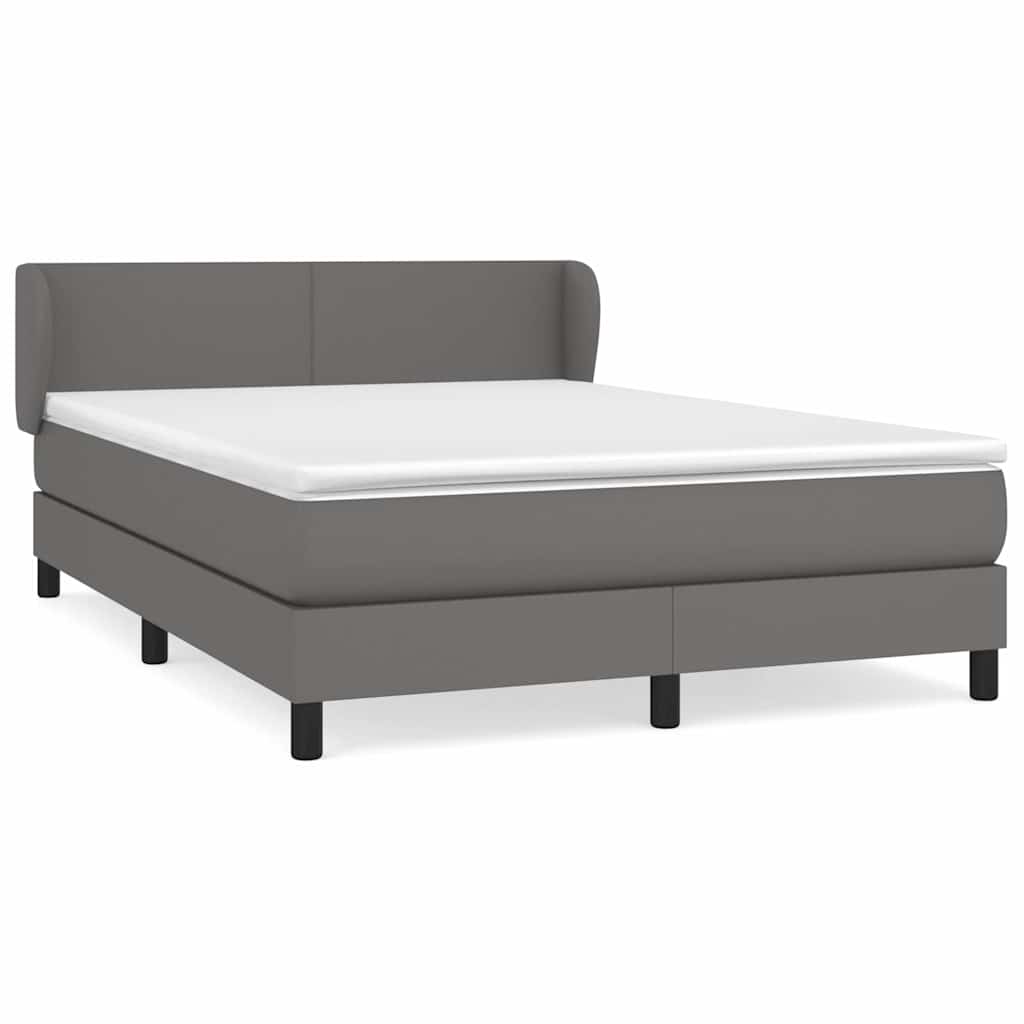 Sommier à lattes de lit avec matelas Gris 140x200 cm Similicuir