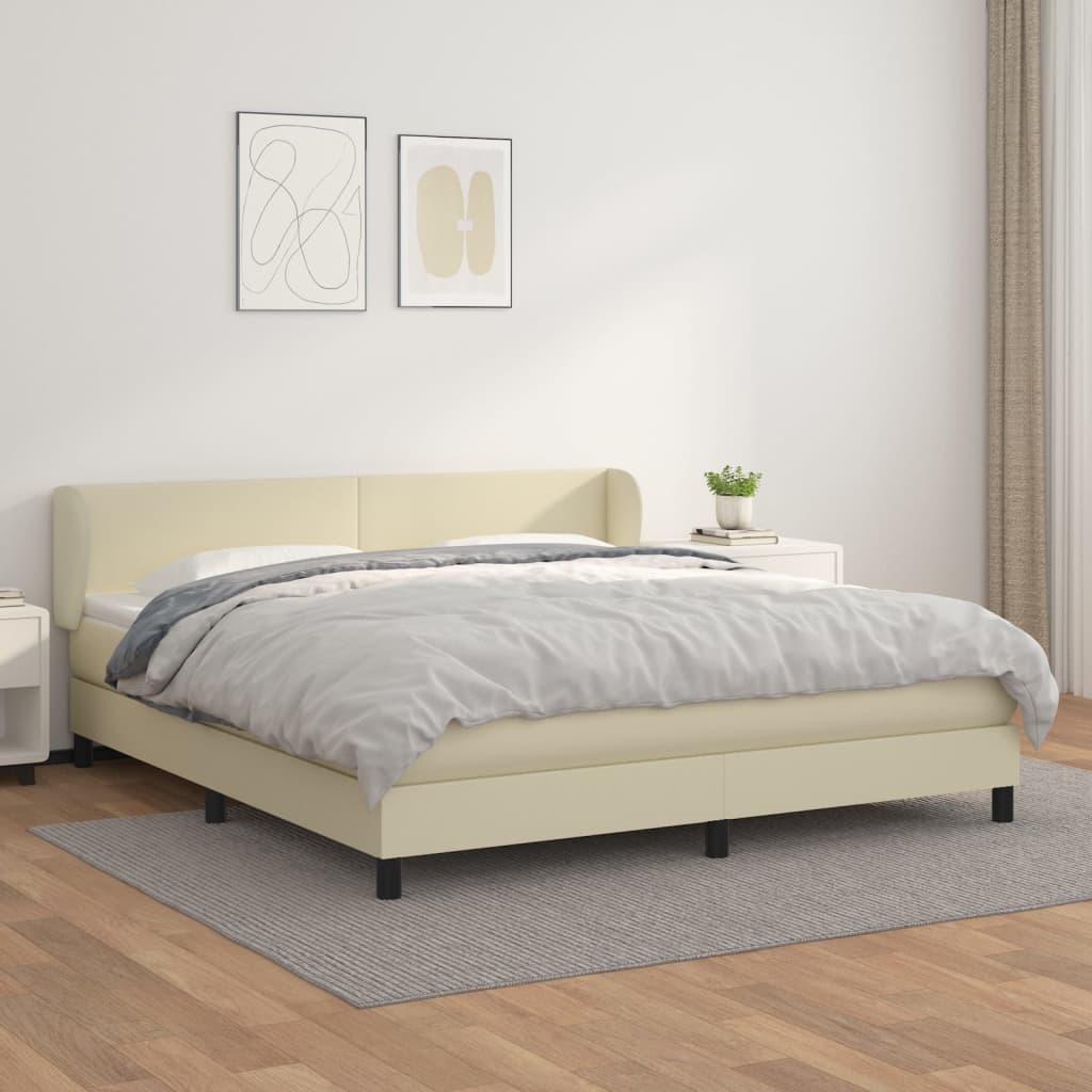 Sommier à lattes de lit avec matelas Crème 160x200cm Similicuir - XIOS