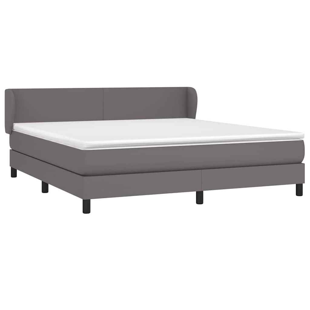 Sommier à lattes de lit avec matelas Gris 160x200 cm Similicuir